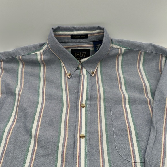 Manhattan 1857 button up shirt Men’s Large wrinkle free - Picture 4 of 10